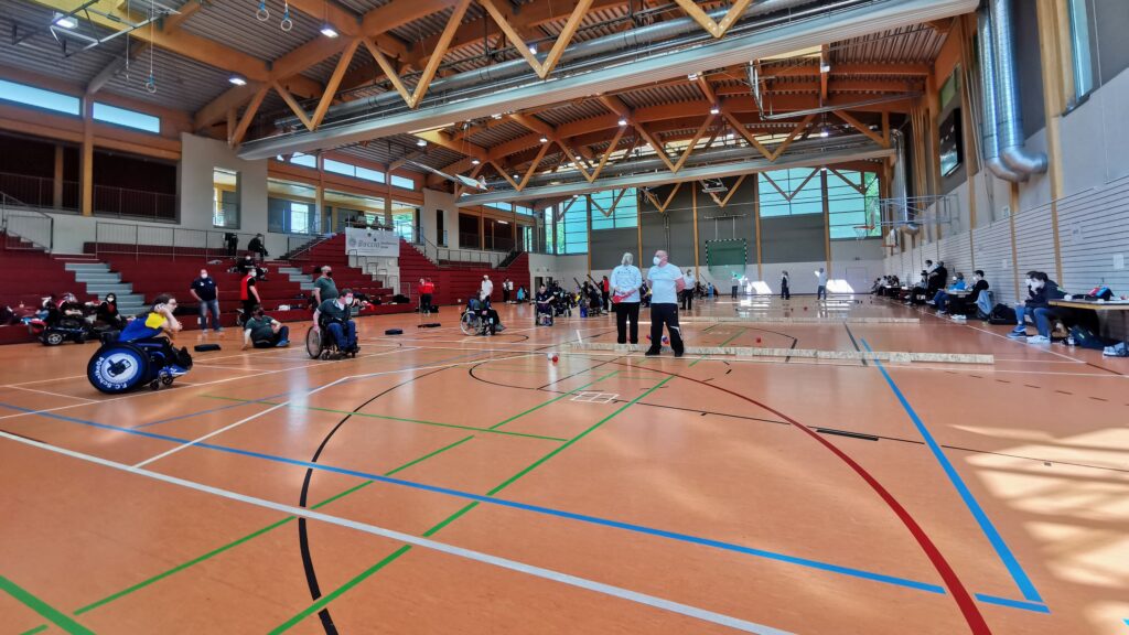 Blick in die Halle beim Qualifikationsturnier zur 18. Deutschen Boccia Meisterschaft